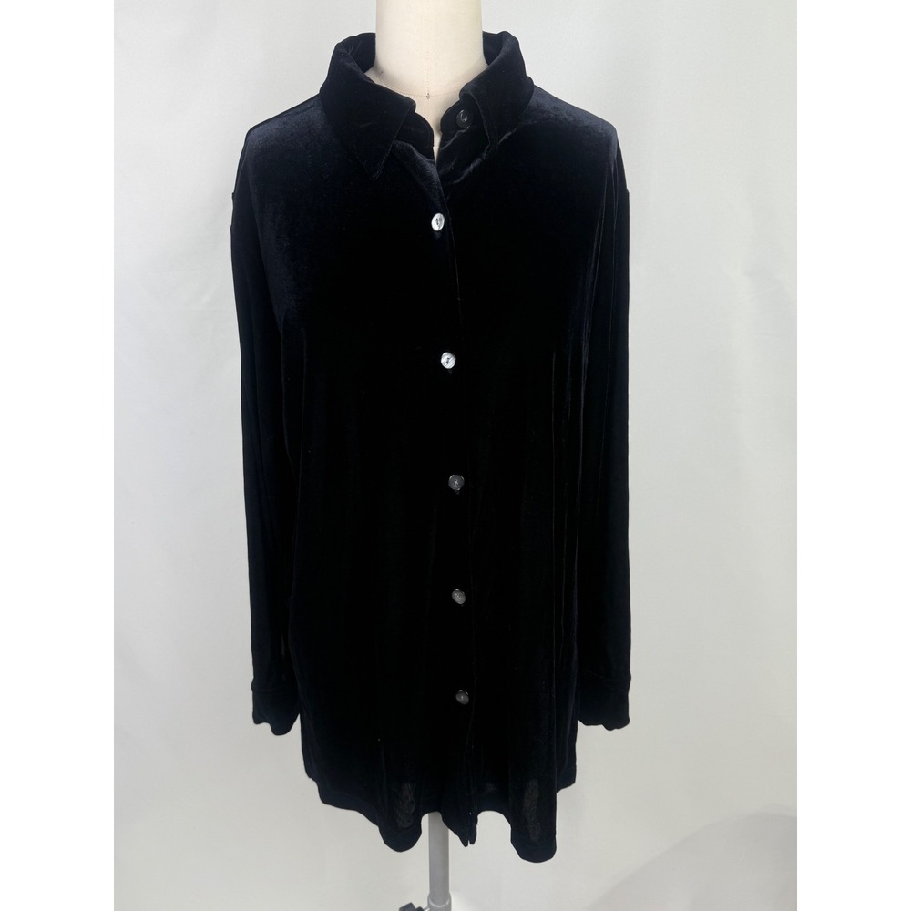 Working Classics Witchy‎ Wimsigoth Button Down Velvet Shirt 14/16 Corporate Goth
